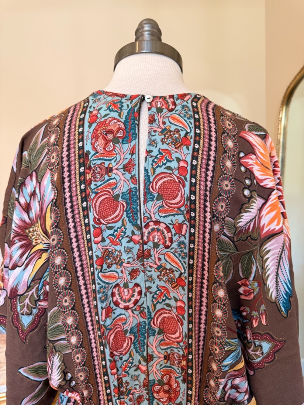 FARM Rio Brown Floral V-Neck Maxi Dress with Multicolor Blooms - Picture 11 of 16